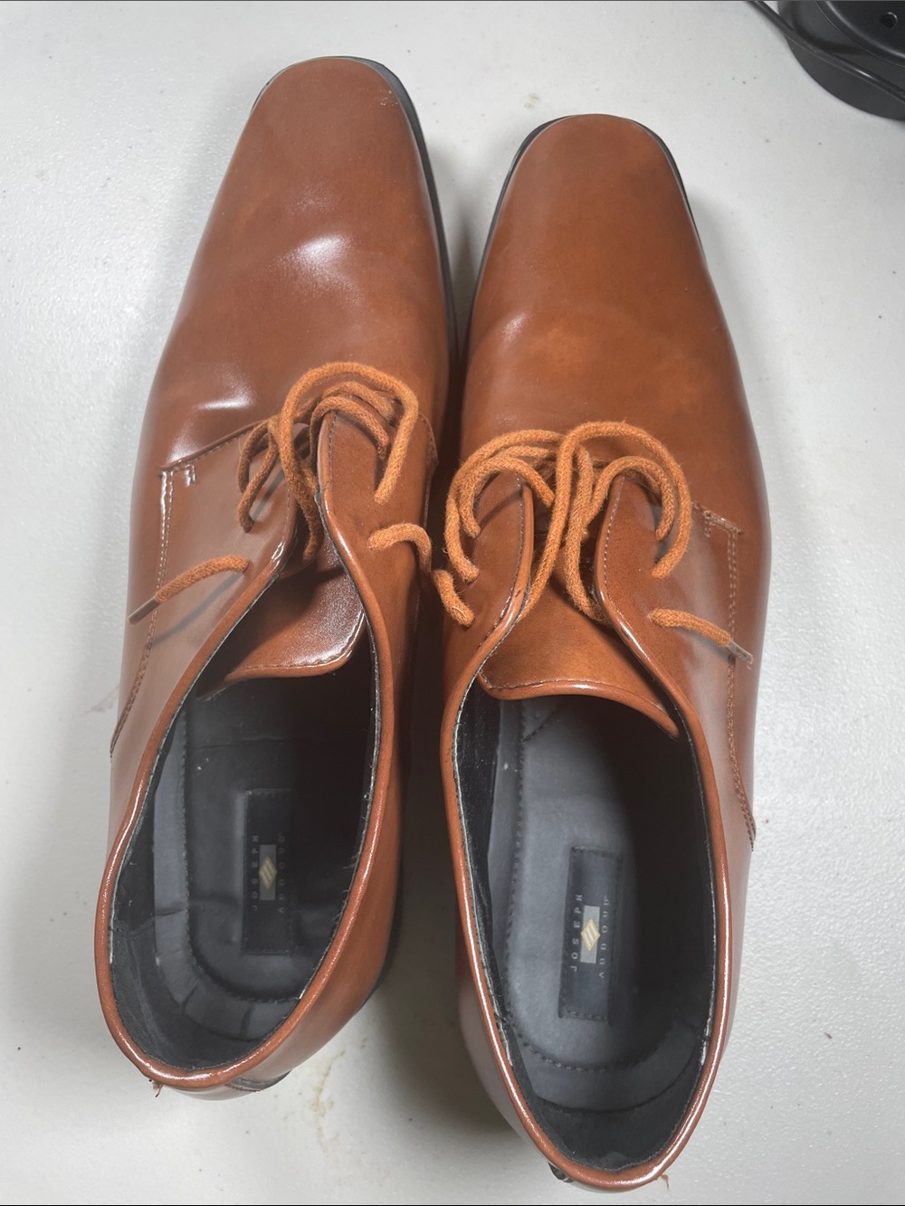Joseph Abboud Cognac Leather Lace-Up Oxfords